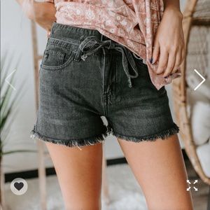 Kancan high rise black distressed shorts in XS